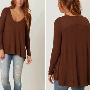 We The Free People Malibu Thermal Top Long Sleeve Women’s Small Oversized Boho